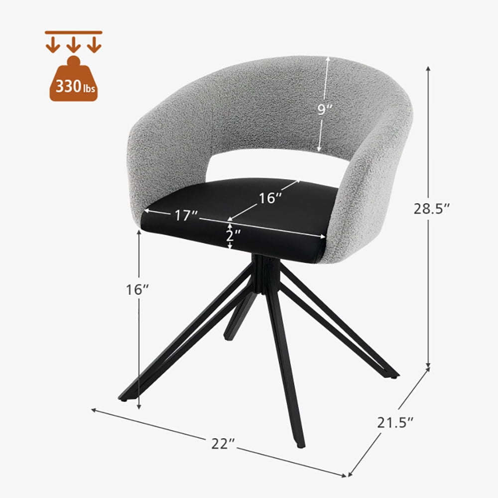 Finihen Swivel Accent Chair, Modern Swivel Accent Chair with Solid Steel Legs, for Home, Office, Gray