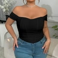 thumbnail image 4 of zbxnLI Women's Plus Size Tank Tops off Shoulder Tops Going out Party Club Tops Blouses for Women, 4 of 8
