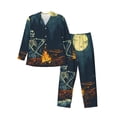 thumbnail image 1 of Balery Moonlit Skeleton Campfire Pijama para Hombre de Dos Piezas con Manga Larga, Conjunto de Dormir y Descanso Suave con Bolsillos-Medium, 1 of 7