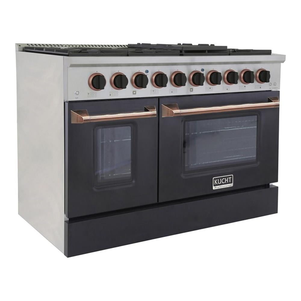 Pemberly Row 48" Stainless Steel Natural Gas Range in Rose Gold/Silver