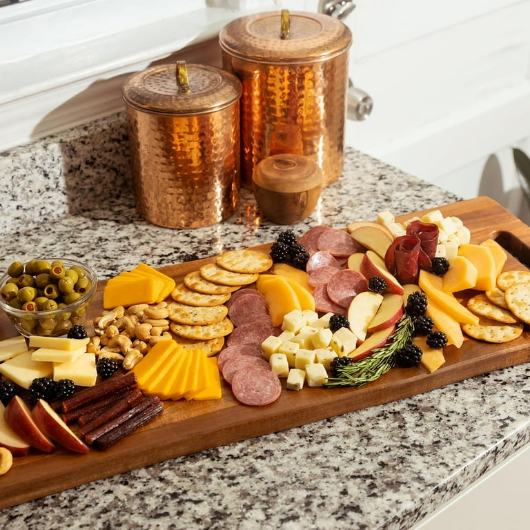 Large Acacia Serving Board with Handles 36 x 12 Inch Rectangular Charcuterie Platter Natural Wood Server for Meat Cheese Board and Party Appetizers Extra Long 3ft Light Walmart