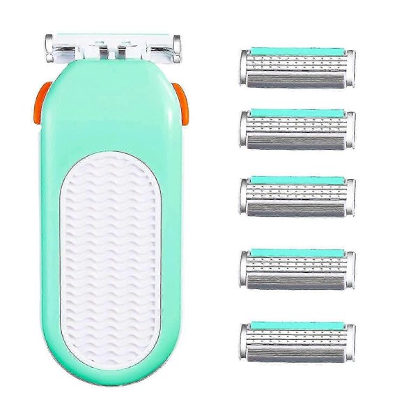 Razors For Women 6 Refills 3 Blades Shaver For Face Legs Bikini Area, Comfort Glid, Green