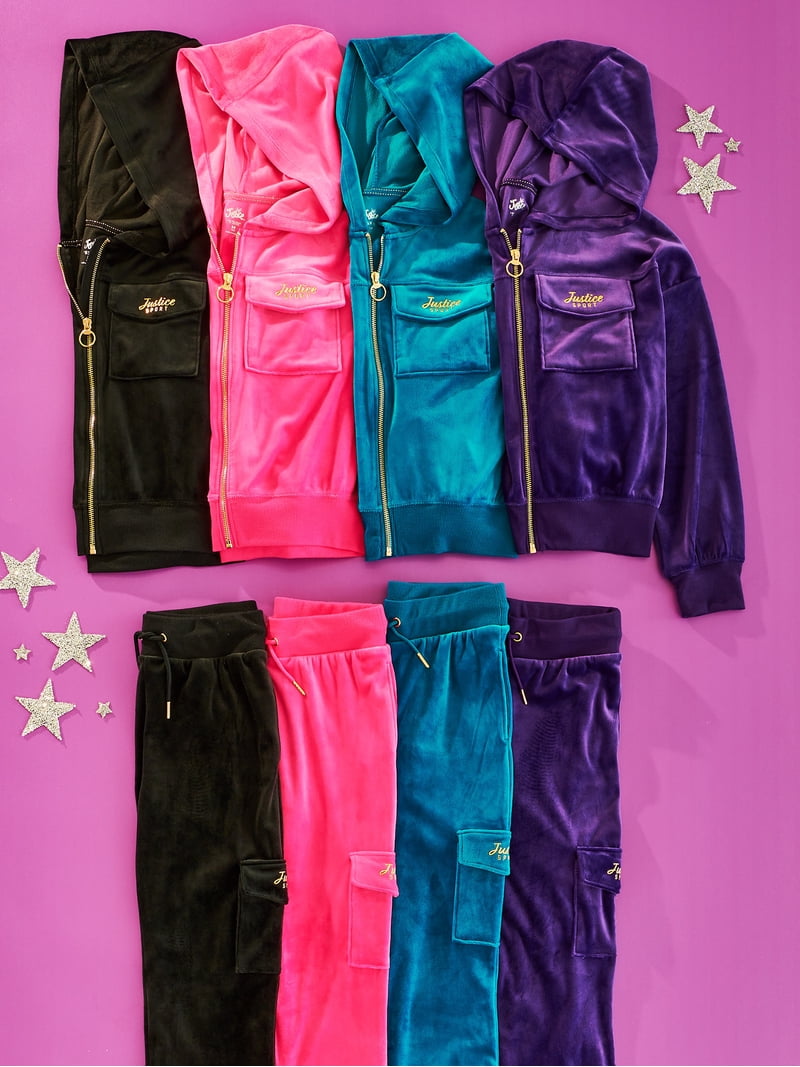 Justice Girls Velour Hooded Full Zip, Sizes XS - XLP - Walmart.com