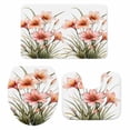 thumbnail image 2 of Fall Floral Bathroom Rugs Set Watercolor Vintage Orange Pink Gradient Flower Green Plant Leaf Non Slip Absorbent Bath Mats 3 Piece Set, U-Shaped Floor Mat, Toilet Seat Cover Large Size, 2 of 9