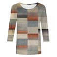 thumbnail image 5 of WEAIXIMIUNG T-Shirt d'Été Mode Décontractée à Rayures Colorées Manches 3/4 Confortable pour Femmes Saint-Valentin, 5 of 5