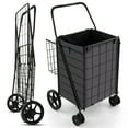thumbnail image 1 of Gymax Folding Shopping Cart Utility Double Basket Grocery Cart w/ Waterproof Liner, 1 of 10