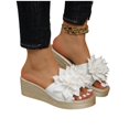 thumbnail image 6 of Wensltd Women Flower Solid Color Wedge Sandals Open Toe Slip On Summer Casual Vacation Beach Shoes Comfortable Trendy Breathable Design, 6 of 9