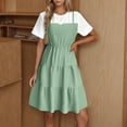 thumbnail image 2 of biudgviw Womens Summer Casual Dresses 2 in 1 Tiered Mini Dress Soft Crewneck Smocked A Line Sun Dress with Spaghetti Straps, 2 of 7
