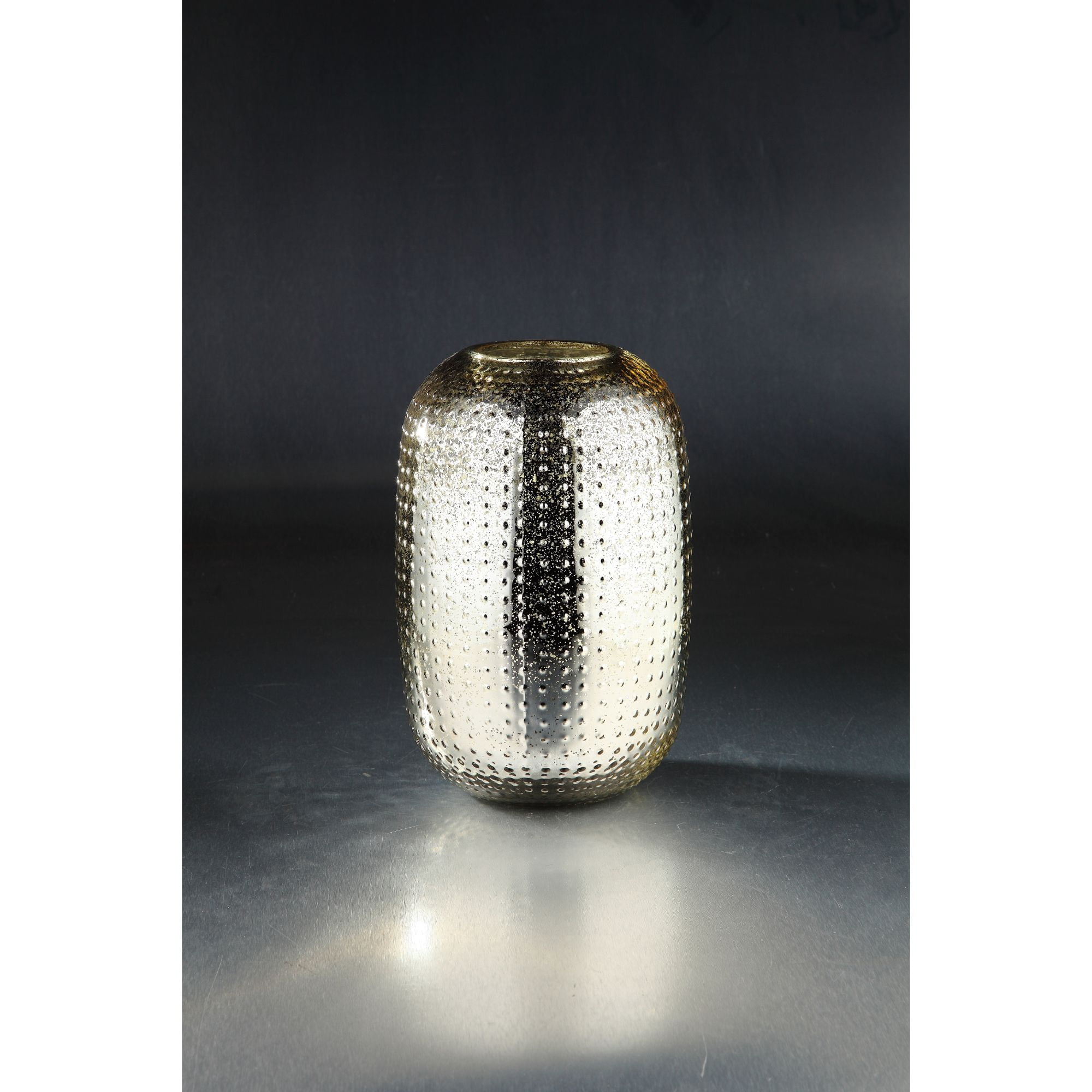 12” Gold Colored Textured Metallic Bumpy Glass Oval Vase