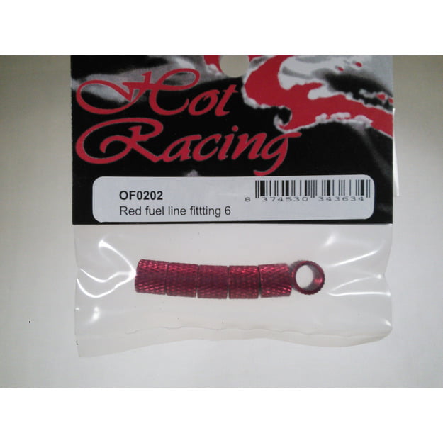 6 Hot Racing Red Aluminum Fuel Line Retainers OF0202 