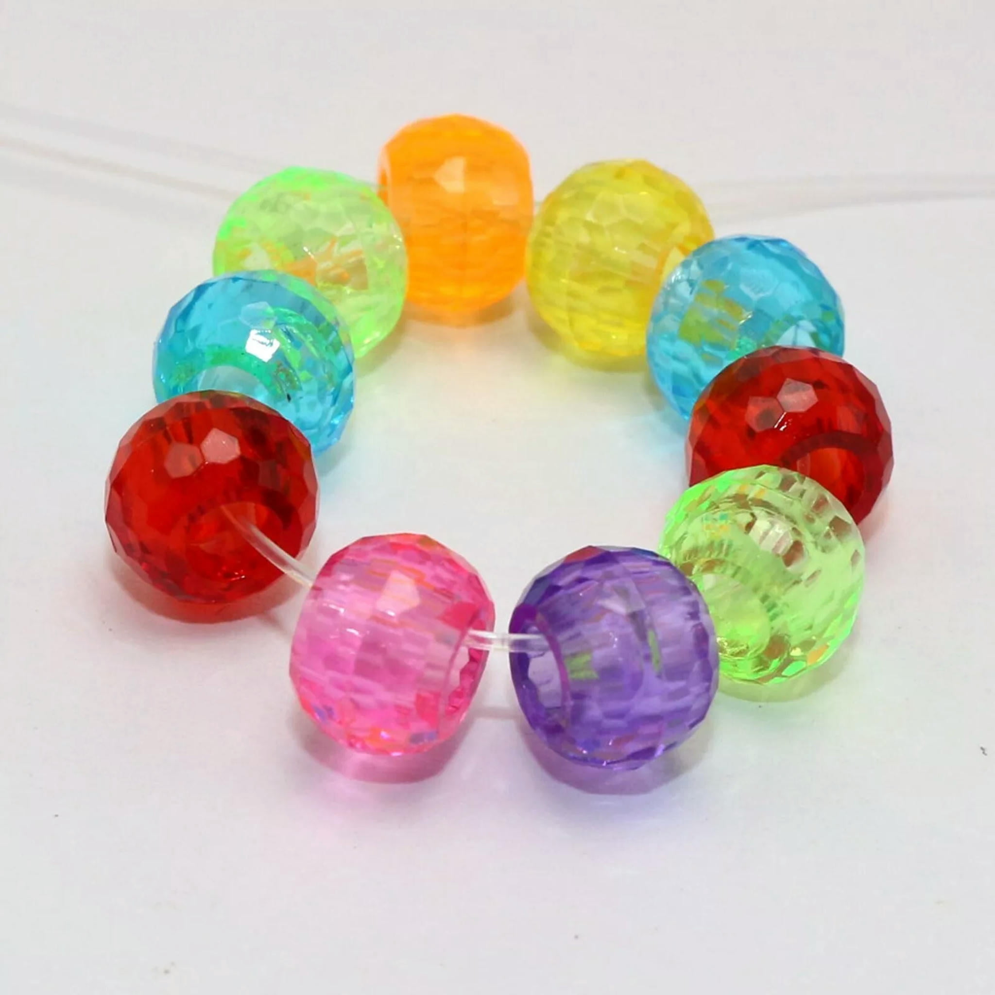 U8MO 1000 Mixed Transparent Color Acrylic Faceted Round Pony Beads 9X6mm Kids Crafts