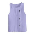 thumbnail image 2 of Womens Tank Tops, Womens Tank Top, Womens Solid Color Tank Top with Round Neck Faux Cotton and Linen Button Design and A Sense of Top with Round Neck Tank Tops, 2 of 4