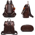 thumbnail image 4 of Borke Women Backpack Purse Anti Theft Waterproof Detachable Covertible Casual Travel Shoulder Bag (Coffee), 4 of 7