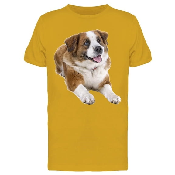 Laid Down Smiley St. Bernard Dog Tee Men's -Image by Shutterstock