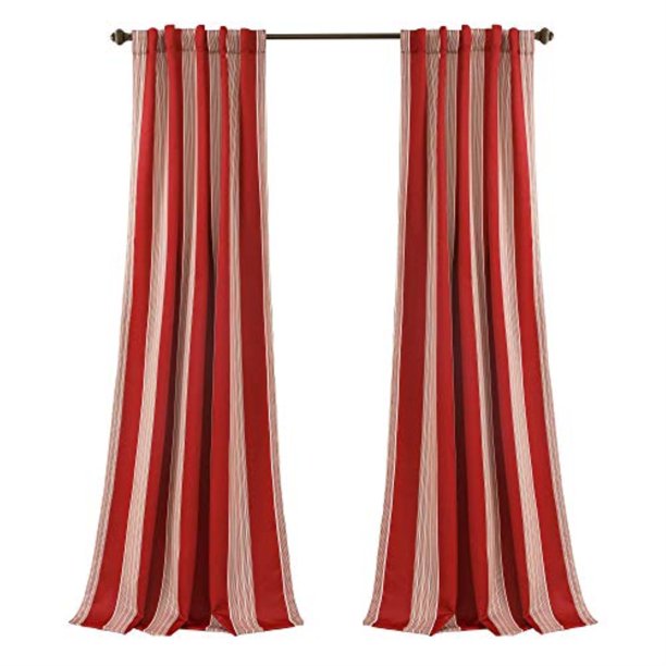Lush Decor Julia Stripe Room Darkening Window Curtain Panel Pair, 84" x