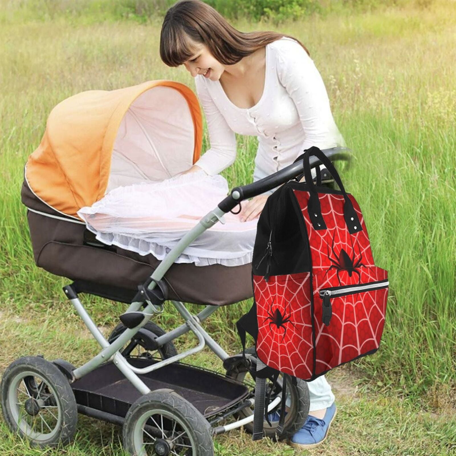 Kdxio Baby Diaper Backpack,Multi-Function Travel Backpack Nappy Bags,Nursing Bag, Fashion Mummy,Roomy Waterproof for Baby Care(Spider Web1)