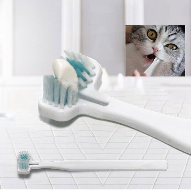 Two Head Pet Dog Cat Toothbrush Toothpaste Teeth Cleaning Teeth Oral
