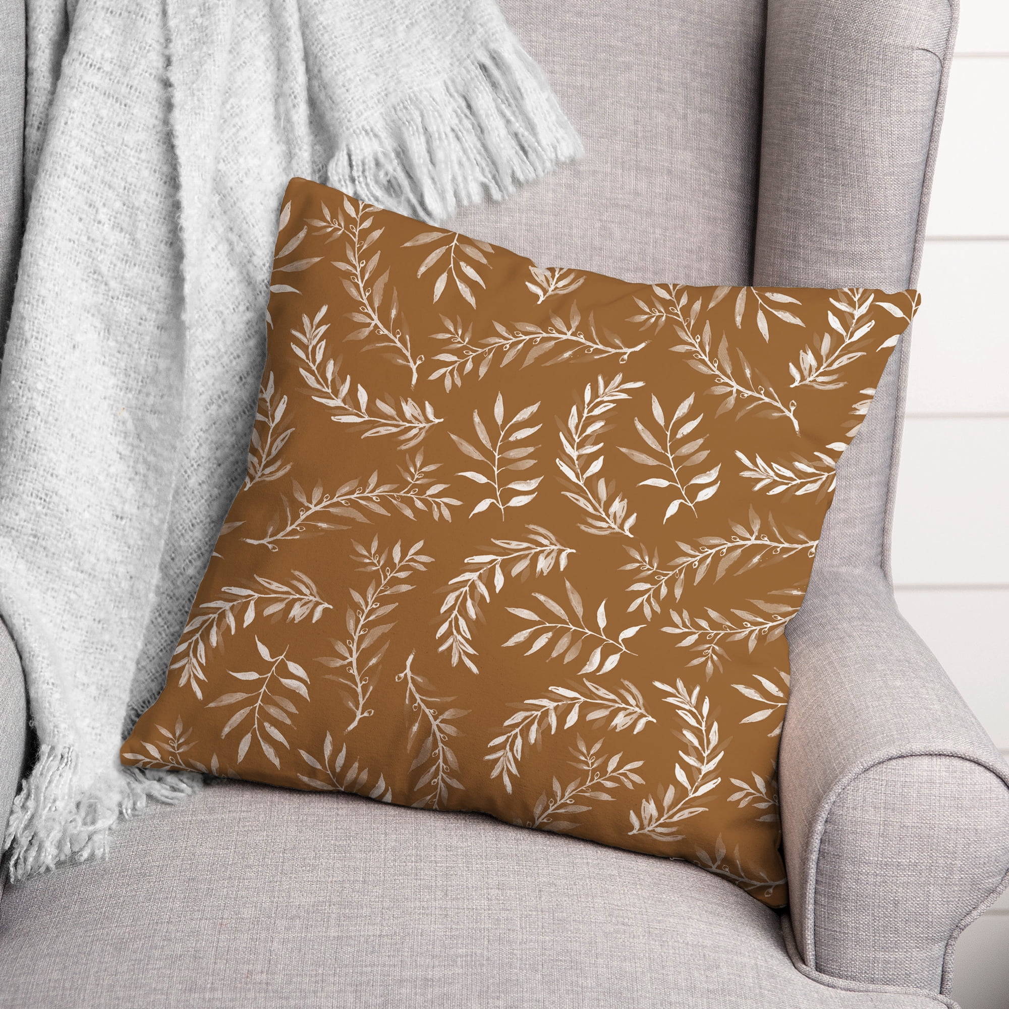 Creative Products Terracotta Leaf Pattern 18 x 18 Indoor / Outdoor Pillow