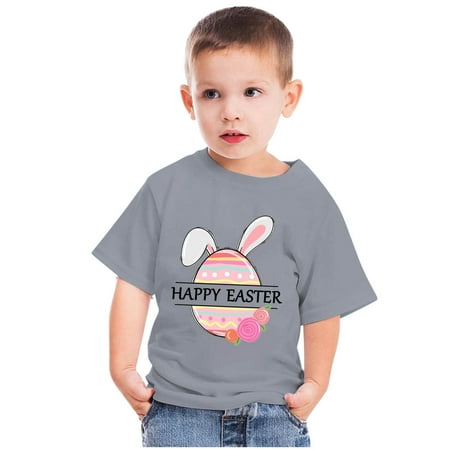 

Edvintorg Happy Easter Tee Shirts For Kids Clearance Boys Girls Clothes 3-14Years Fashion Cute Easter Eggs Printed Round Neck Short Sleeve Tops Children s Clothing