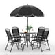 thumbnail image 1 of Yeshouse 6 piezas Patio comedor conjunto con sombrilla, muebles de exterior con 4 sillas de comedor pleg, muebles de jardín con sombrillas, mesa de comedor de vidrio templsuperior, 1 of 8