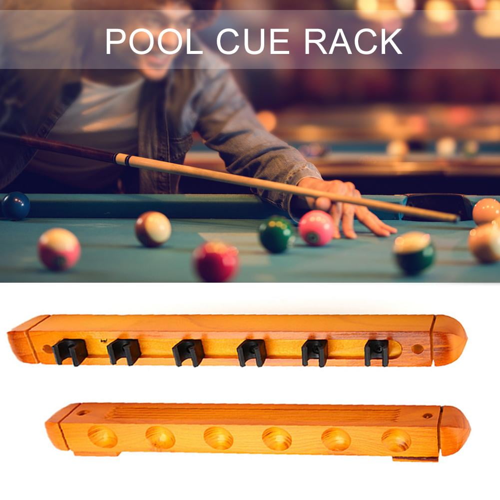 Snooker Pool /& Billiards Stick Holder Protection Wooden Wall Cue Rack For 6 Cues