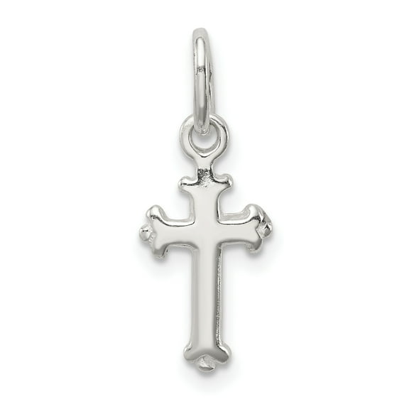 925 Sterling Silver Fleur De Lis Cross Charm Pendant