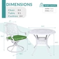 thumbnail image 6 of MEETWARM 5-Piece Outdoor Patio Dining Set, All-Weather Cast Aluminum Patio Conversation Set for Backyard Garden Deck with 4 Cushions Swivel Rocker Chairs and 35.4" Round Table, White, 6 of 7
