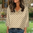 thumbnail image 2 of YanHoo Womens 3/4 Length Sleeve Tunic Tops Swiss Dot Printed Casual V Neck Shirts Loose Fit Basic Tees Business Work Blouses Spring Summer 2026 Khaki,XXL, 2 of 6