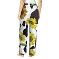 thumbnail image 3 of Disketp Black Cow Print Print Women'S Comfy Pajama Pants Casual Drawstring Palazzo Lounge Wide Leg Pants, 3 of 9