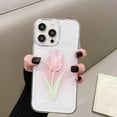 thumbnail image 5 of Flower Phone Case for iPhone 12, Cute Aesthetic Pink Tulip Clear Phone Cover for Women Girls, 5 of 7