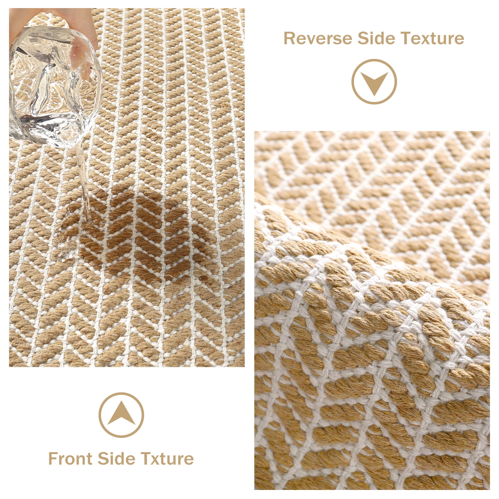 Moynesa 3'x5' Area Rug for Living Room Machine Washable Bedroom Rugs Boho Farmhouse Woven Mat with Tassels Accent Kitchen Rugs Non-Shedding Indoor Carpet for Bathroom Laundry Room, Khaki