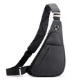 thumbnail image 1 of Mochila bandolera delgada e impermeable para viajes, senderismo, antiladrones, bandolera en el pecho, bolsa de bolsillo personal (negra para usuarios diestros), 1 of 7