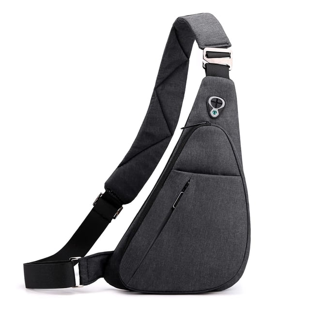 Mochila bandolera delgada e impermeable para viajes, senderismo, antiladrones, bandolera en el pecho, bolsa de bolsillo personal (negra para usuarios diestros)