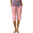 thumbnail image 2 of Yievot Cotton Linen Capri Pants for Women Loose Casual Elastic Waist Summer Beach Vacation Cropped Pants with Back Pockets, 2 of 7