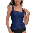 thumbnail image 6 of RELLECIGA Women's Bandeau Ruched Tankini Top Swimsuits Modest Bathing Suits, 6 of 7