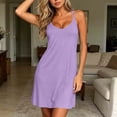 thumbnail image 2 of yoeyez Double Strap Nightgown for Women V Neck Racerback Mini Dress Flowy Soft Stretchy Sleep Dress Casual Loose Loungewear Purple,XXL, 2 of 9