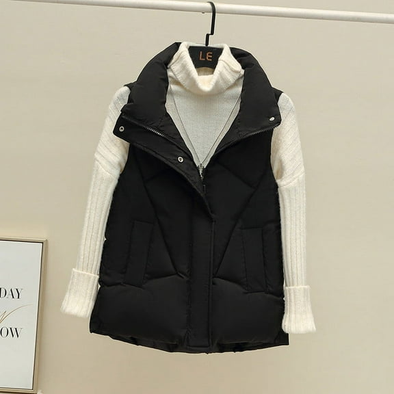 RYDCOT Quilted Sleeveless Puffer Vest for Layering - Ladies Short Down Cotton Vest Outer Cotton Vest Jacket Sleeveless Denim Jacket
