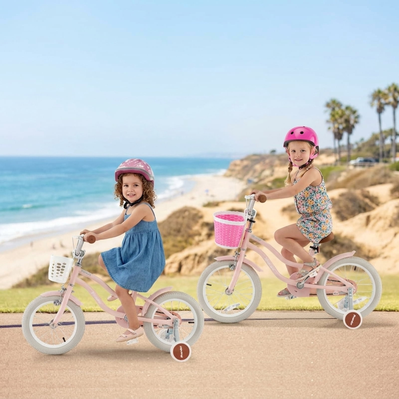 Redsmile Kids Bike 12 Inch with Training Wheels for Boys Girls Ages 3-4 Years, Toddler Bicycle with Adjustable Seat and Carbon Steel Frame, 99 lb Capacity Beginner Bike, Pink