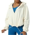 thumbnail image 1 of AherBiu Chandails à Capuchon pour Femmes à Manches Longues à Fermeture Éclair, Cordon de Serrage, Vestes Sport Courtes, 1 of 6