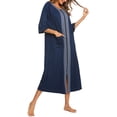 thumbnail image 3 of Housecoat Women's Short Sleeve Zipper Robe Long Nightgown Lougewear with Pockets S-XXL, 3 of 7