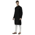 thumbnail image 3 of Ethnix Men's Indian Mandarin Collar Pure Cotton Textured Kurta Tunic Pajama Set; Black; MD, 3 of 4