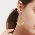 thumbnail image 4 of Grofry 1 Pair Hanging Earrings Vintage Sequin Tassel U-shaped Hollow Out Exquisite Stainless Anti-allergy Bohemian Ethnic Party Prom Dangle Earrings, 4 of 7