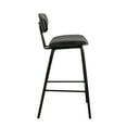 thumbnail image 4 of Armen Living Fox 25.5" Seat Height Black Faux Leather and Black Wood Mid-Century Modern Bar Stool, 4 of 7