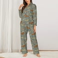 thumbnail image 2 of Honeii Dachshund Dog Bird print Women's Pajama Sets Long Sleeve Button Down Sleepwear Nightwear Soft Pjs Lounge Sets-Large, 2 of 7