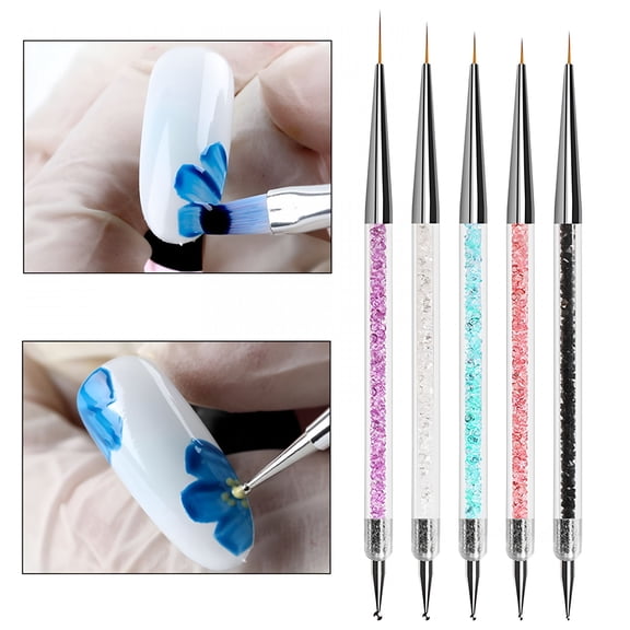 RAGUPEL Nail Art Nail Brushes Set of 5 Double Ended Tip, Drawing Tip, Nail Design Brush