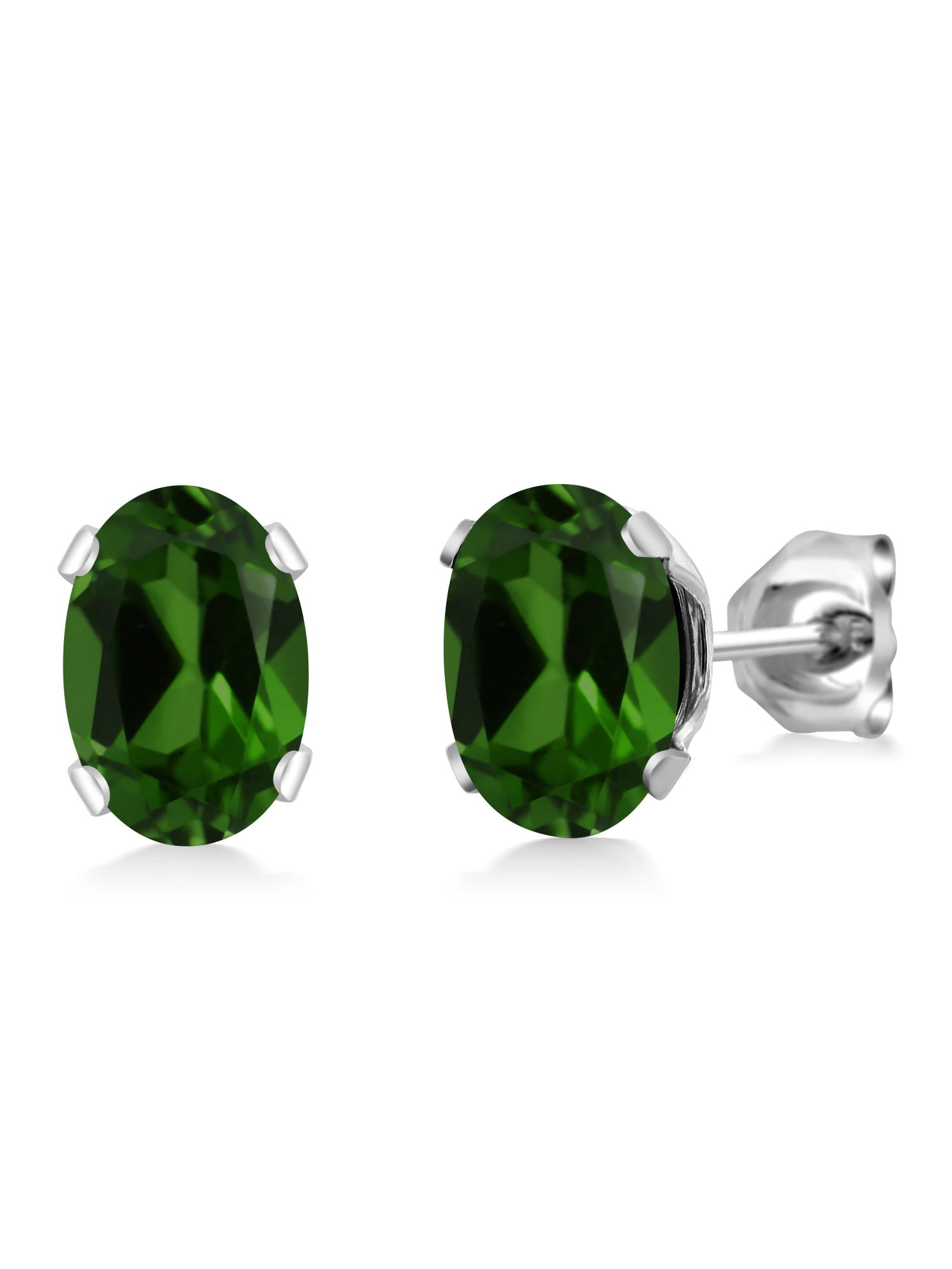 1.60 Ct Oval Green Chrome Diopside 925 Sterling Silver Leverback Earrings