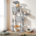 thumbnail image 2 of Spaco 66-Inch Cat Tree, 3 Perches & 2 Condos, Plush Cover, Reinforced Base for Multi-Cat Household, Gray, 2 of 7