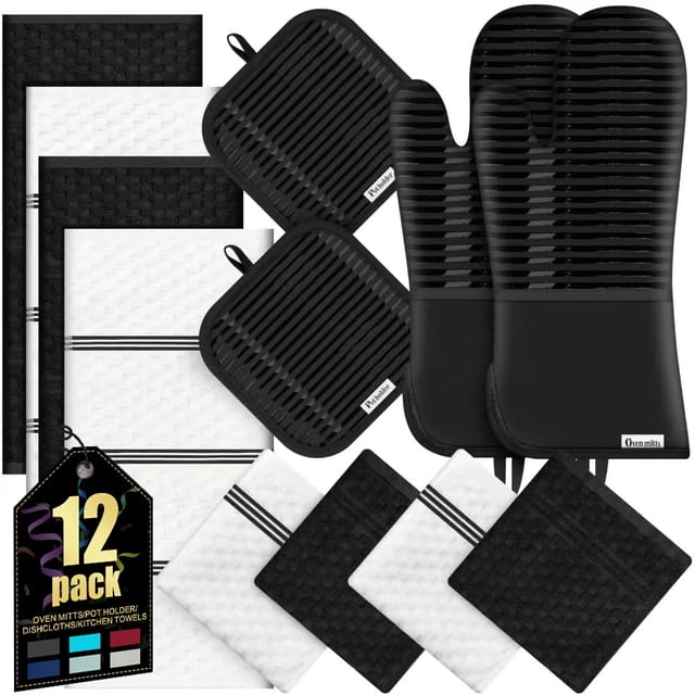 Set de Cocina KacNacPro de 12 Piezas con Manoplas Resistentes al Calor