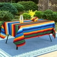 thumbnail image 5 of Waterproof Outdoor Tablecloth with Umbrella Hole for Rectangle Table 60x84inch Mexican Stripes Patio Table Cloth with Zipper, 5 of 5