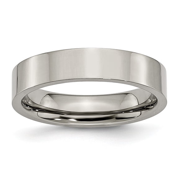 Titanium Flat 5mm Polished Band Ring - Size 10